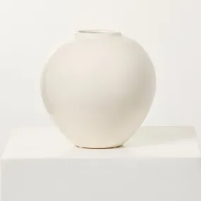 Glossy White Ceramic Pot Round Orb Vase