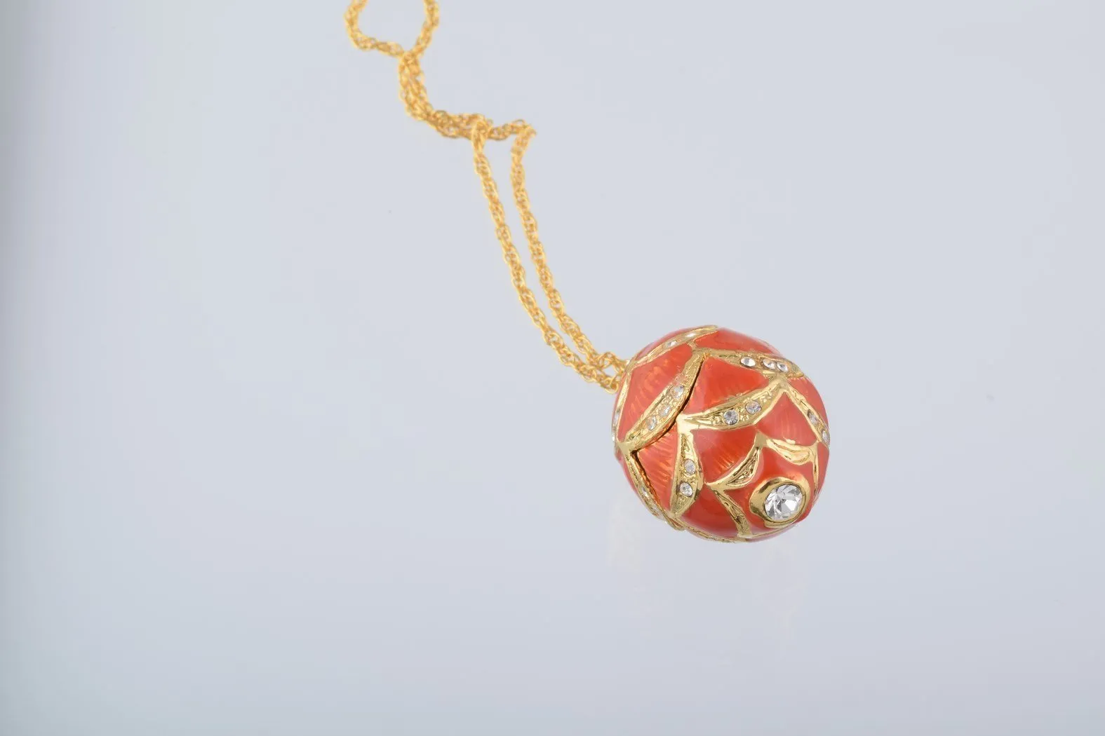 Gold & Red Egg Pendant Necklace