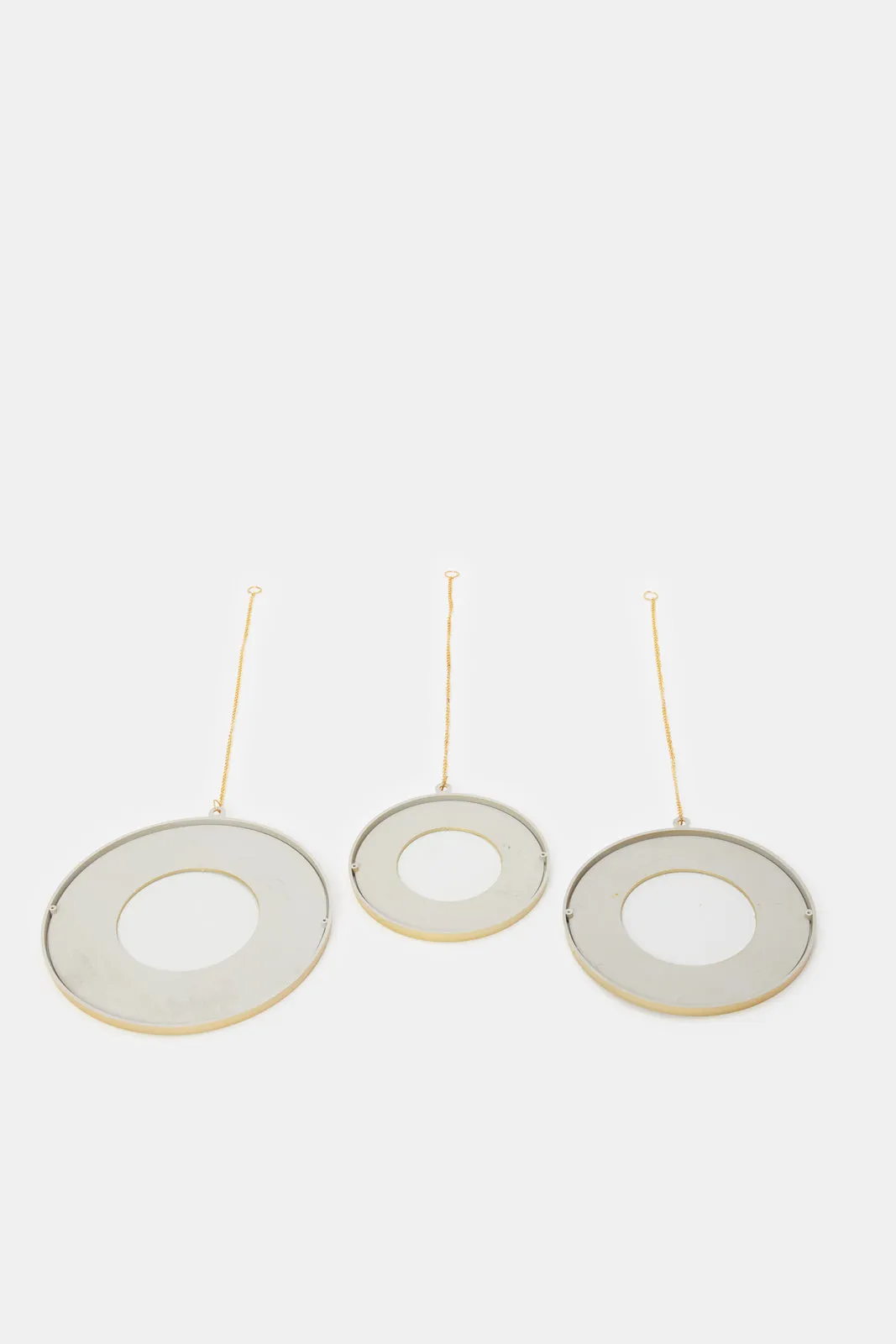 Gold Round Printed Decorative Mirror Set (3 Piece)