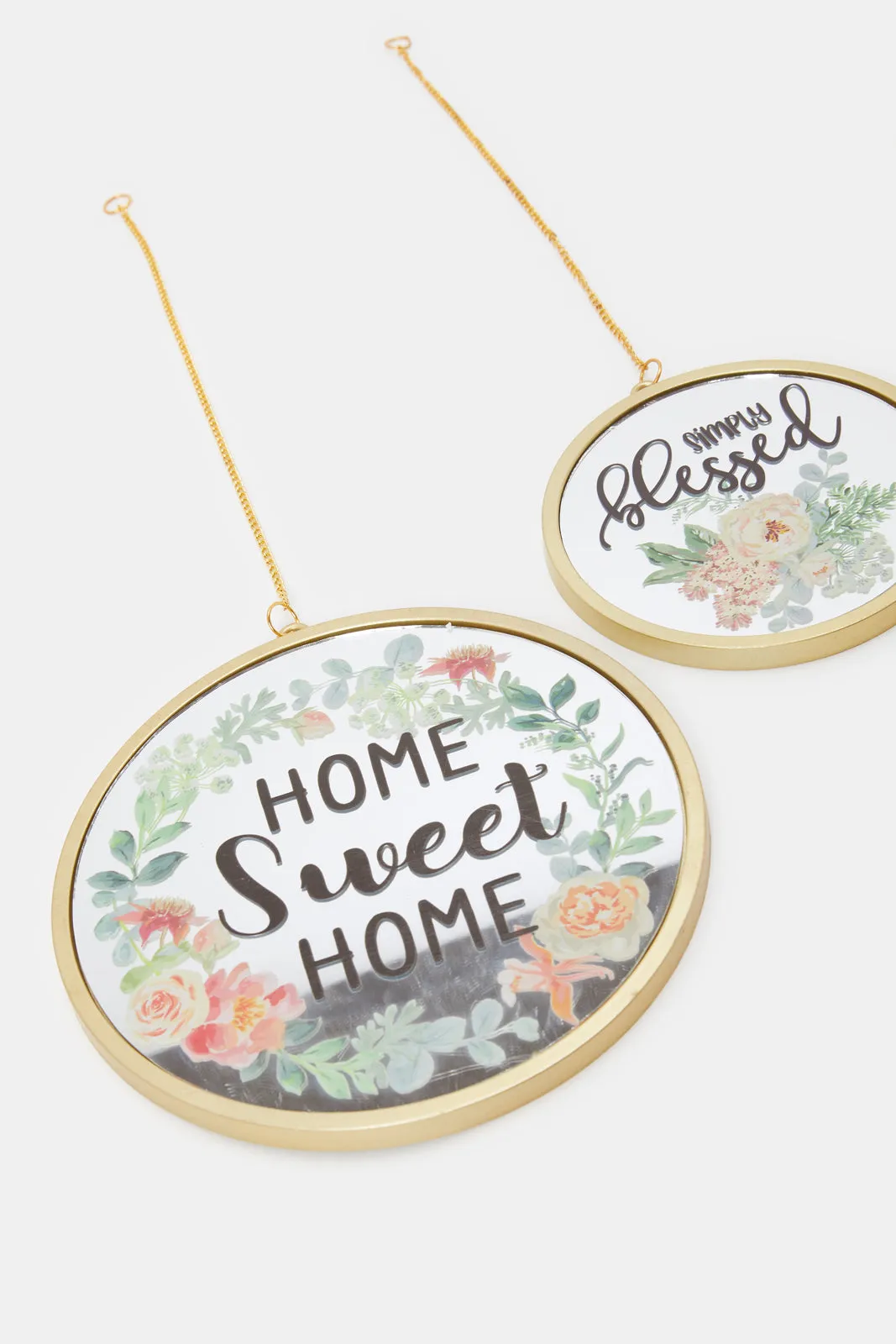 Gold Round Printed Decorative Mirror Set (3 Piece)