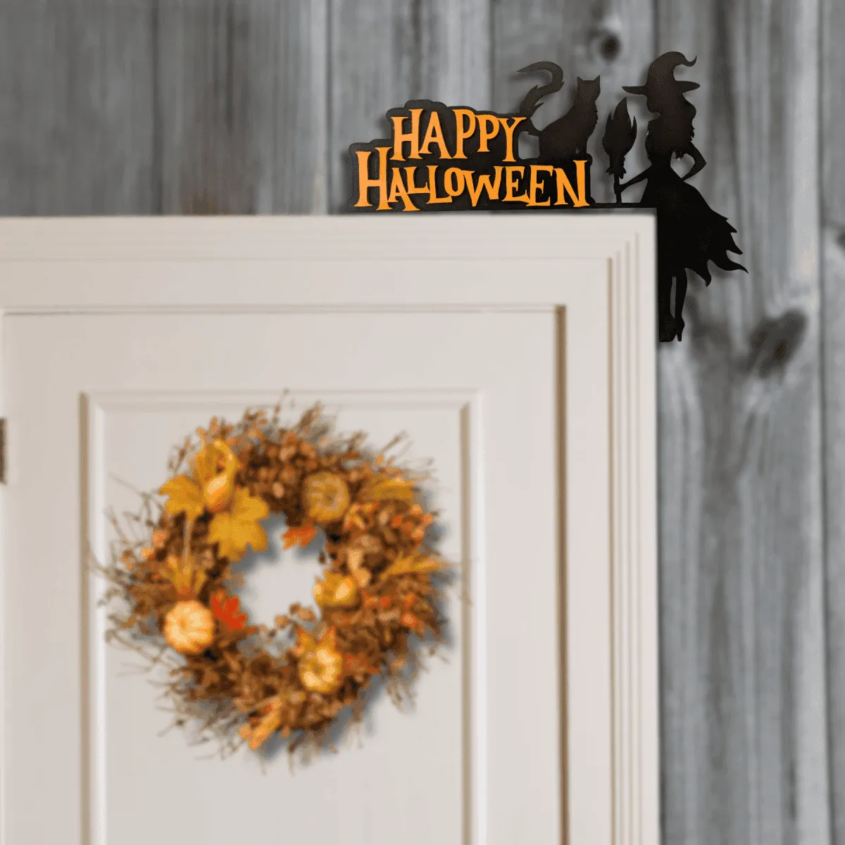 Halloween Corner Door Accent – Hand-Painted Wood, Laser-Cut Designs