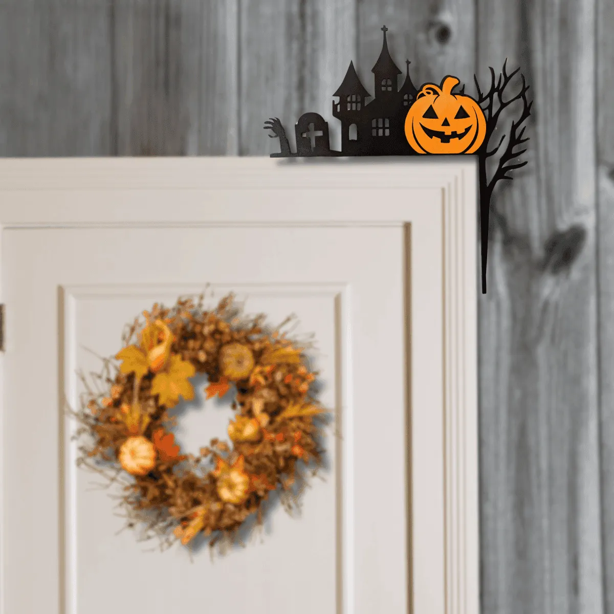 Halloween Corner Door Accent – Hand-Painted Wood, Laser-Cut Designs