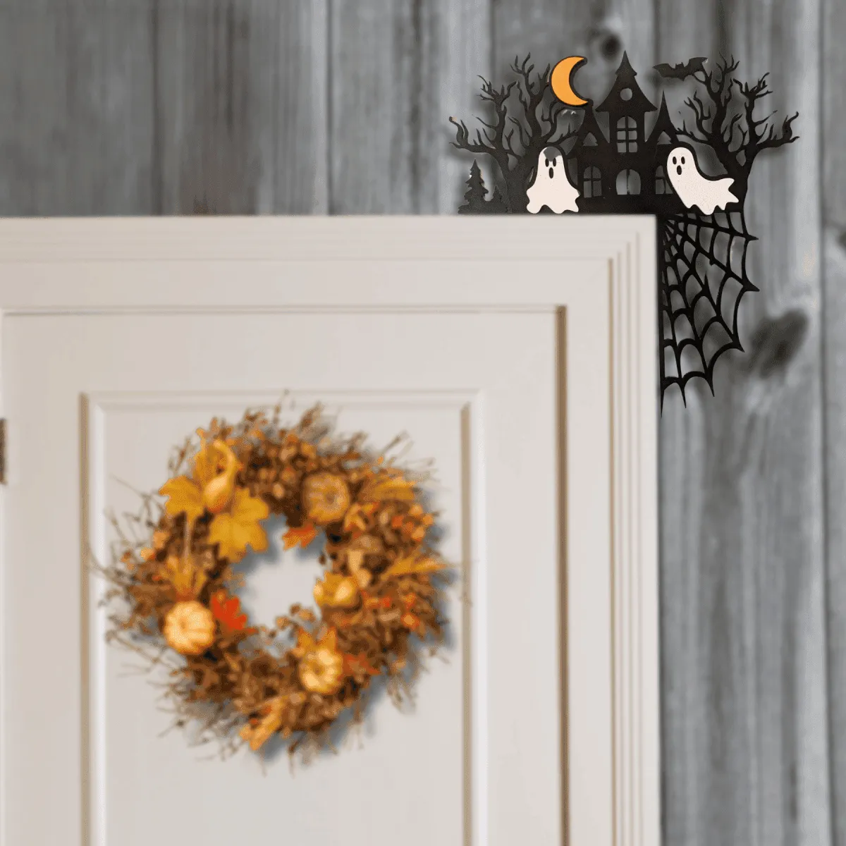Halloween Corner Door Accent – Hand-Painted Wood, Laser-Cut Designs
