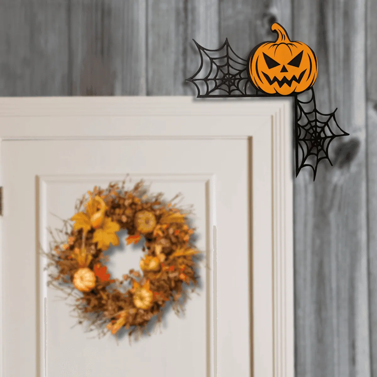 Halloween Corner Door Accent – Hand-Painted Wood, Laser-Cut Designs