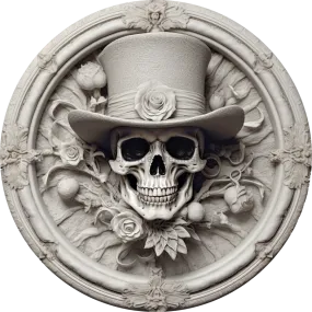 Halloween Sign, 3D looking Skeleton Sign, DECOE-4607, Door Hanger, 18" Wood Round