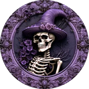 Halloween Sign, 3D looking Skeleton Sign, DECOE-4615, Door Hanger, 18" Wood Round