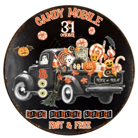 Halloween Sign, Rustic Halloween Sign, DECOE-4595, Door Hanger, 18" Wood Round