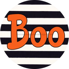 Halloween Sign, Simple Boo Sign, DECOE-4503, Door Hanger, 18" Wood Round