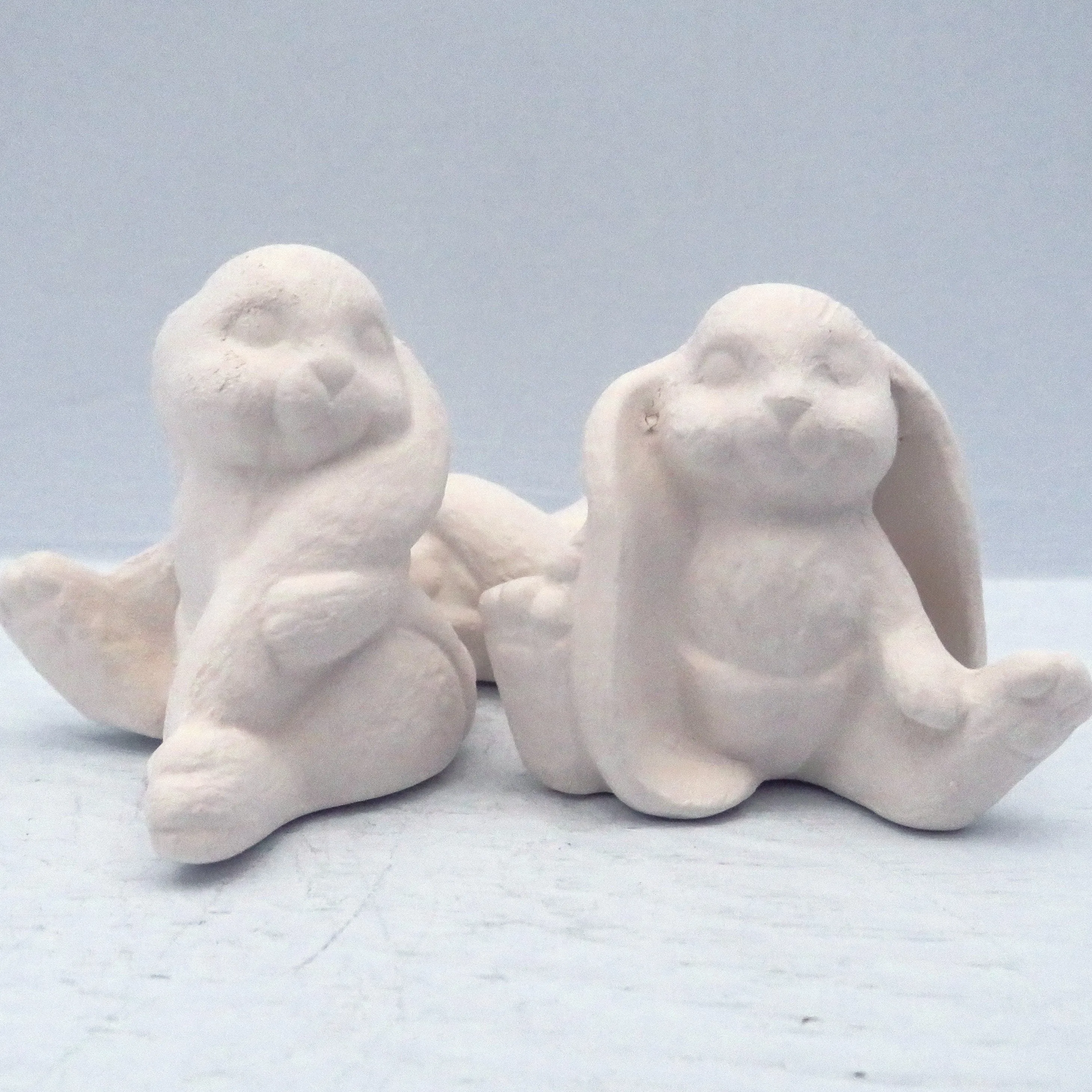 Handmade Ceramic Unpainted Bunny Figurines / Diaper Bunnies / Ceramics to Paint / Spring  / Bunny Statues / Bunny Decor / Bunny Lover Gift