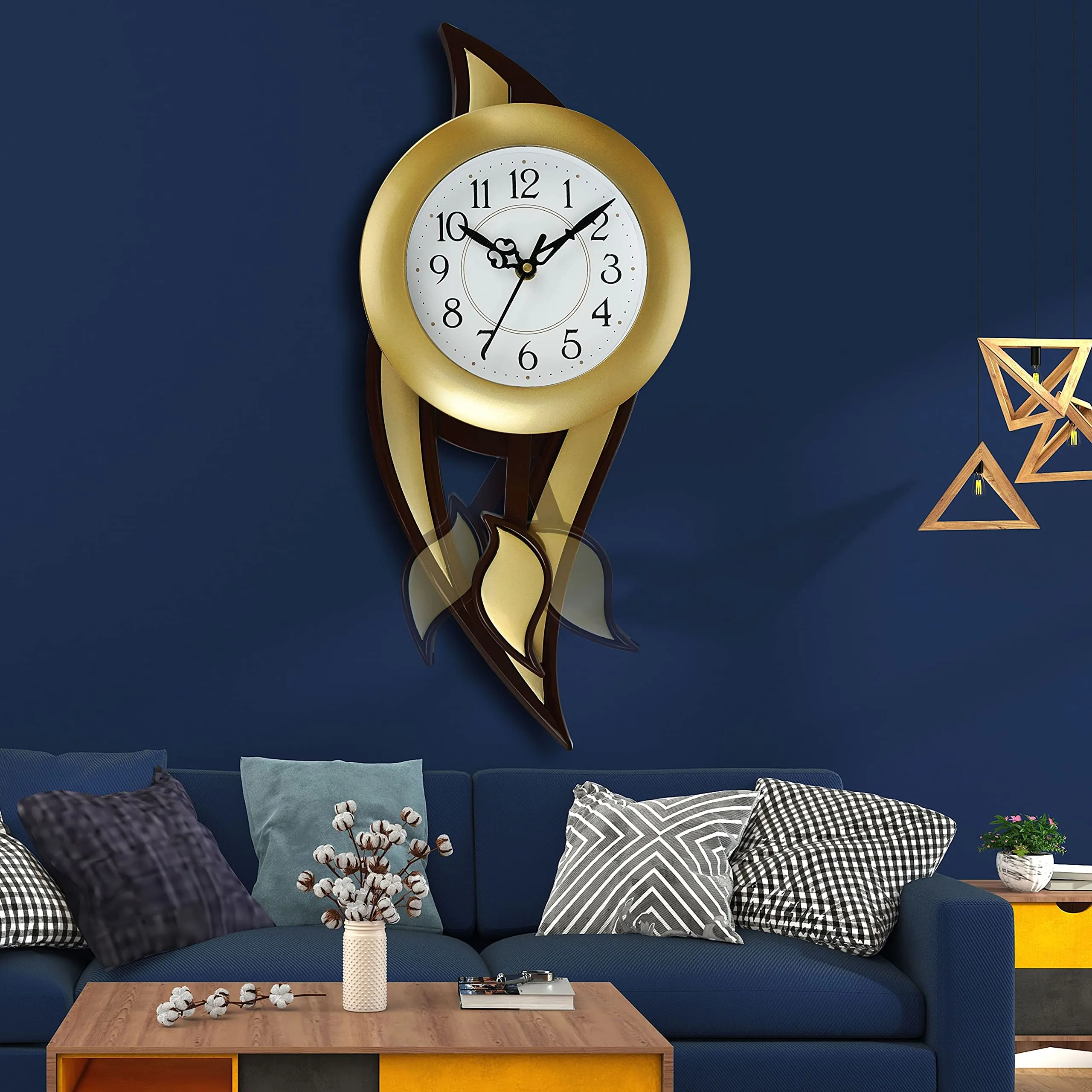 Harbour Analog Latest Stylish New Models Wall Clock with Pendulum for Home Living Room Hall Bedroom (Size Height 42.5 CM X Width 17.5 CM)- Home Decor Big Size Wall Clock MJ ST 18-4