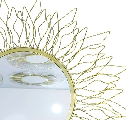 Homfye™ Golden Petal Sunburst Wall Mirror for Living Room, Bathroom
