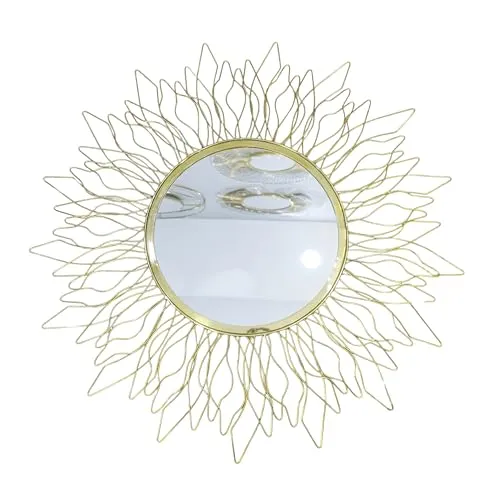 Homfye™ Golden Petal Sunburst Wall Mirror for Living Room, Bathroom