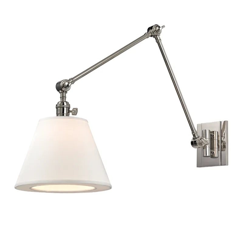 Hudson Valley Lighting Hillsdale 12.75" Linen 1 Light Swing Arm Wall Sconce