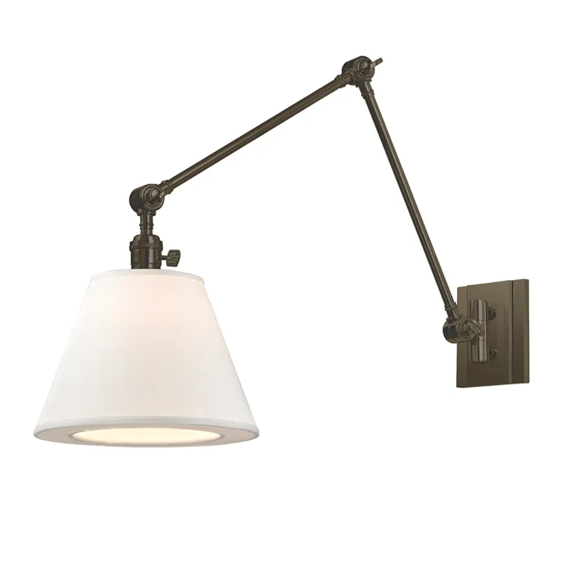 Hudson Valley Lighting Hillsdale 12.75" Linen 1 Light Swing Arm Wall Sconce