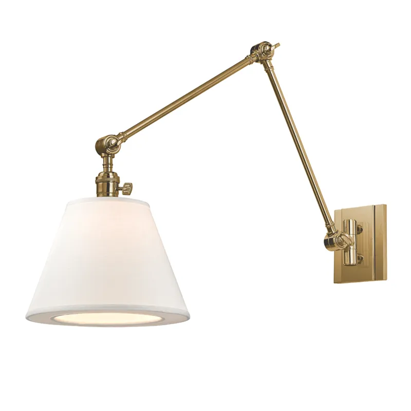 Hudson Valley Lighting Hillsdale 12.75" Linen 1 Light Swing Arm Wall Sconce