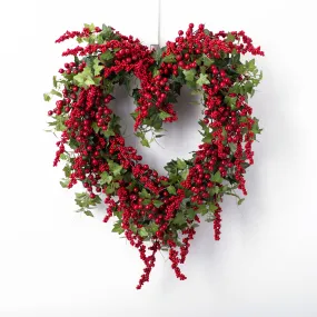 I Love You Berry Much - Mixed Red Berry & Mini Ivy Valentine's Day Heart Shape Wreath