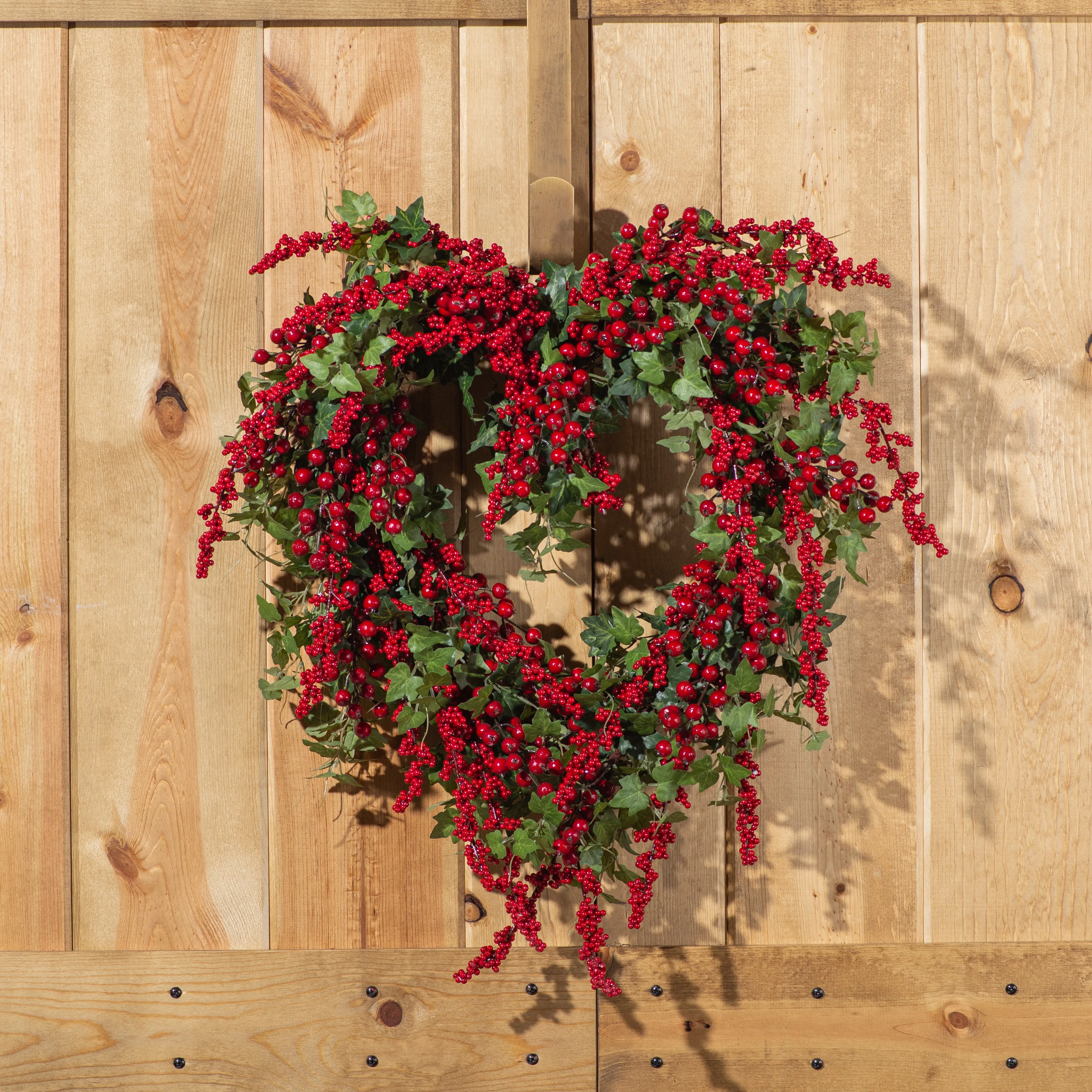 I Love You Berry Much - Mixed Red Berry & Mini Ivy Valentine's Day Heart Shape Wreath