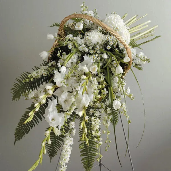 Indie White Fireside Basket Standing Spray
