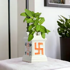 Ivory Tulsi Small Clay Flower Ceramic Plant Pots |Ivory |  Plant Not Included