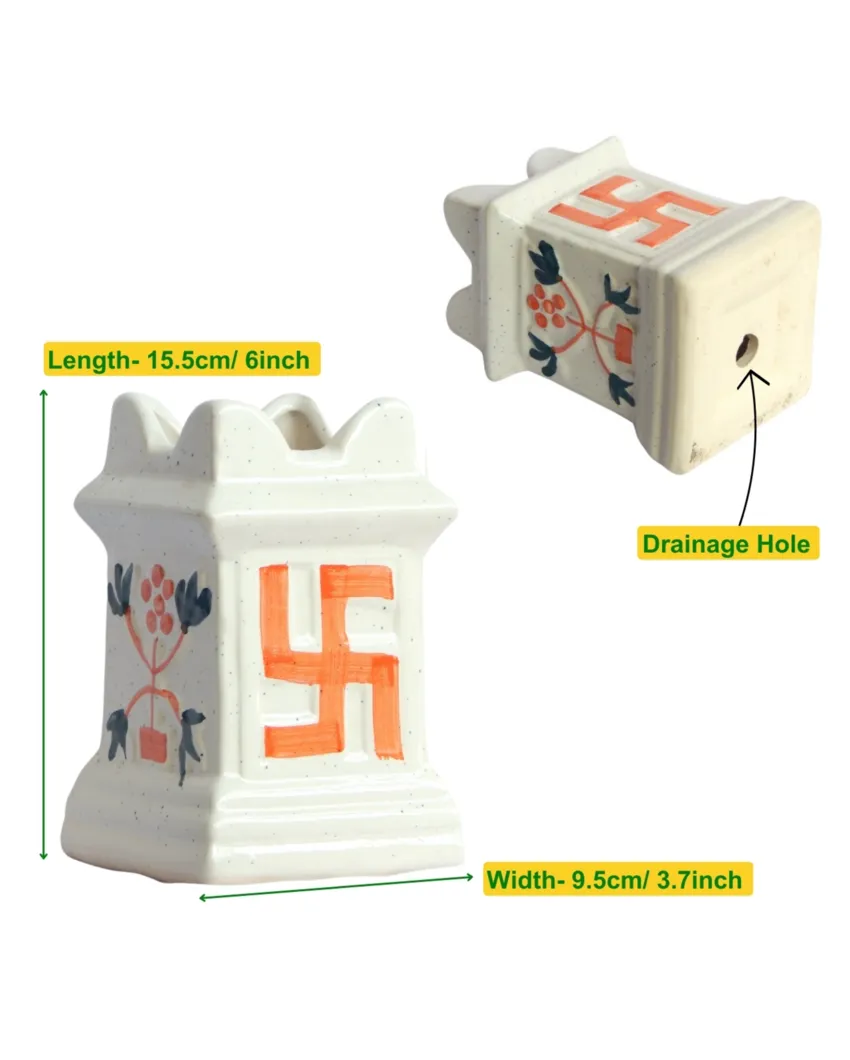 Ivory Tulsi Small Clay Flower Ceramic Plant Pots |Ivory |  Plant Not Included