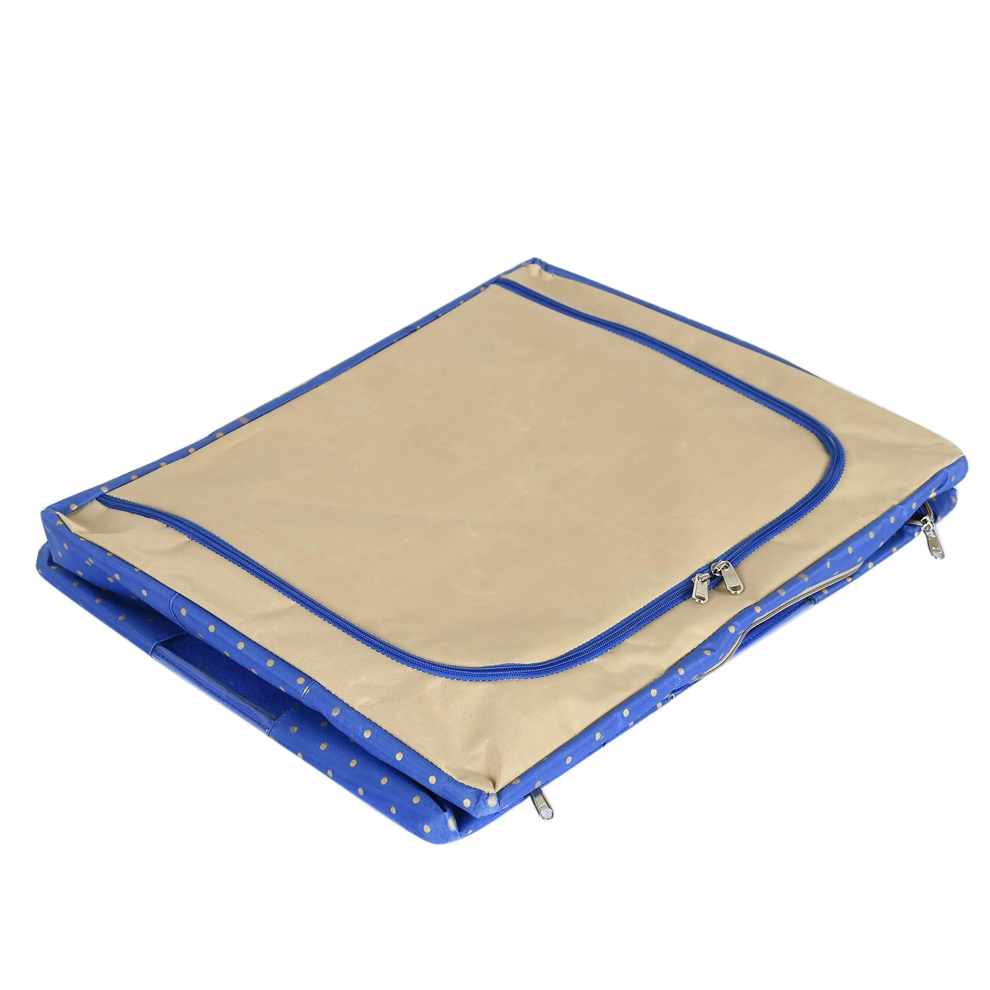 Kuber Industries??? Saree Cover/Lehenga/Woolens Storage Box with Steel Frames - Blue Dotted (KI007572)