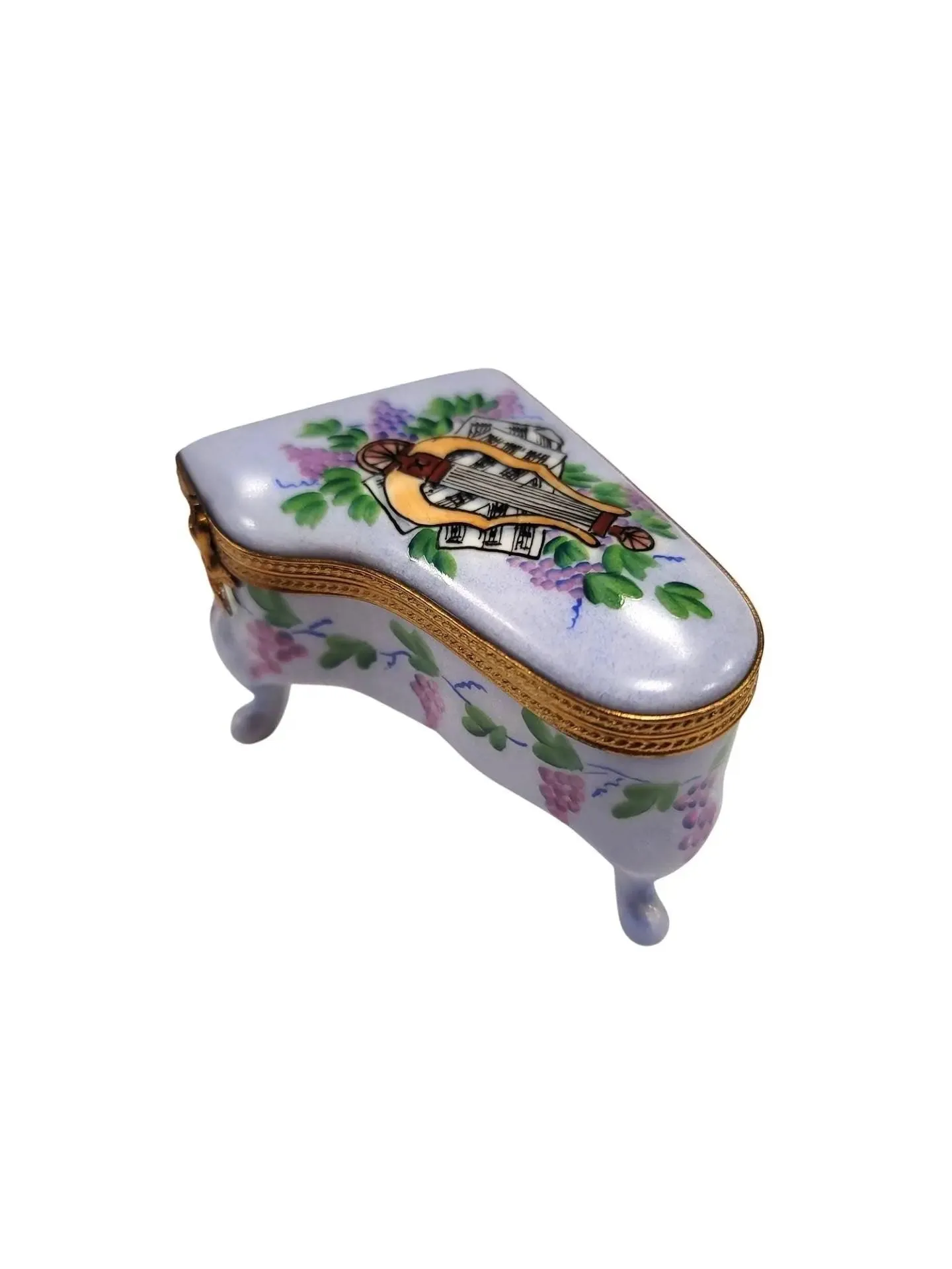 Light Blue Grand Piano with Flowers and Lute