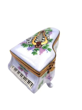 Light Blue Grand Piano with Flowers and Lute