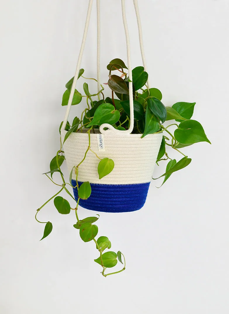 Mia Melange Hanging Planter Small – Blue Block