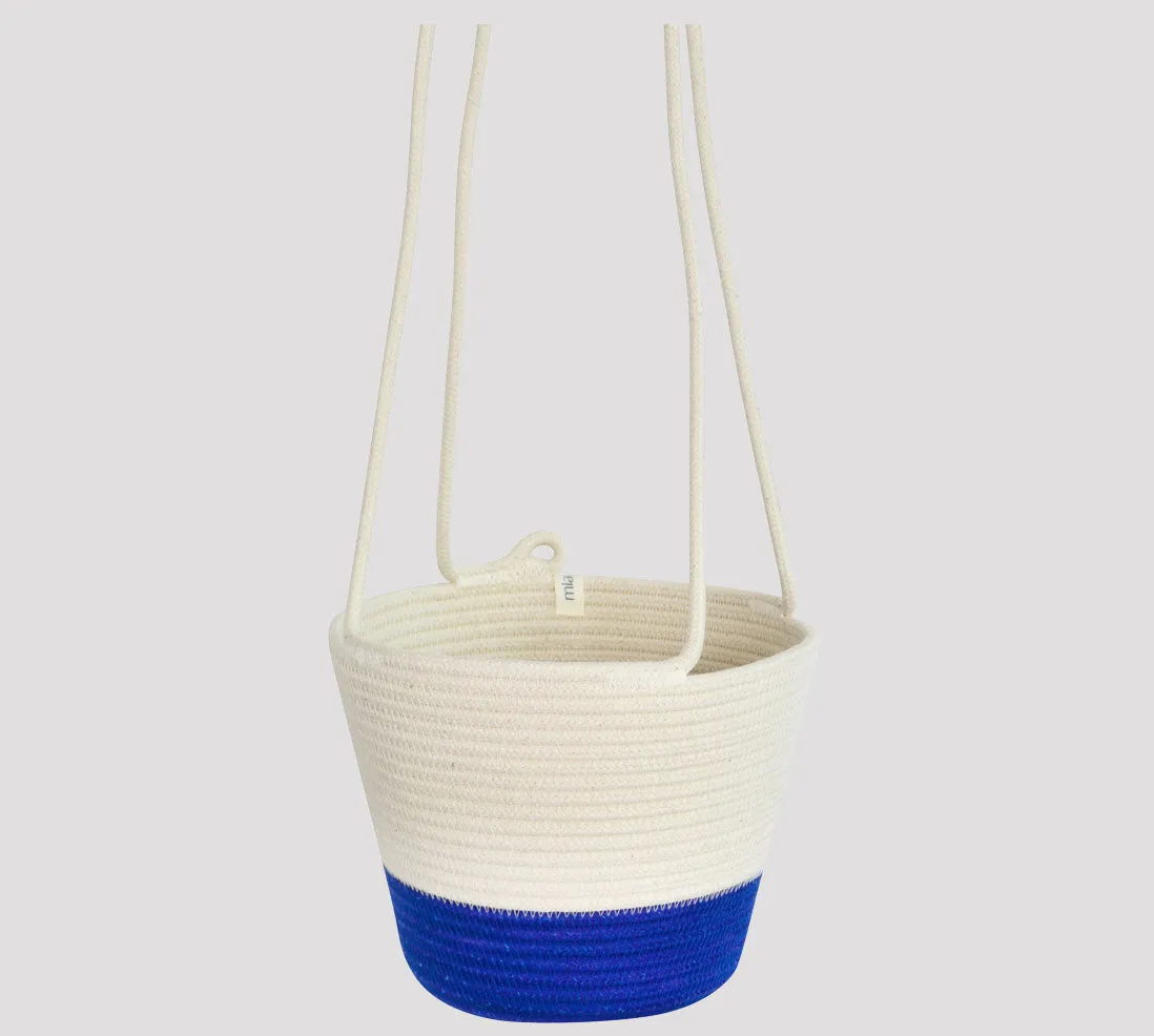 Mia Melange Hanging Planter Small – Blue Block
