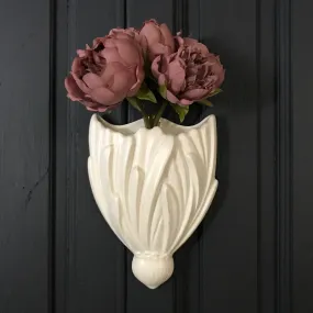 Mid Century White Ceramic Wall Vase
