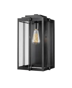 Oakland Outdoor Wall Sconce - Powder Coated Black - Clear Glass - 9.37in. Extension - E26 Medium Base