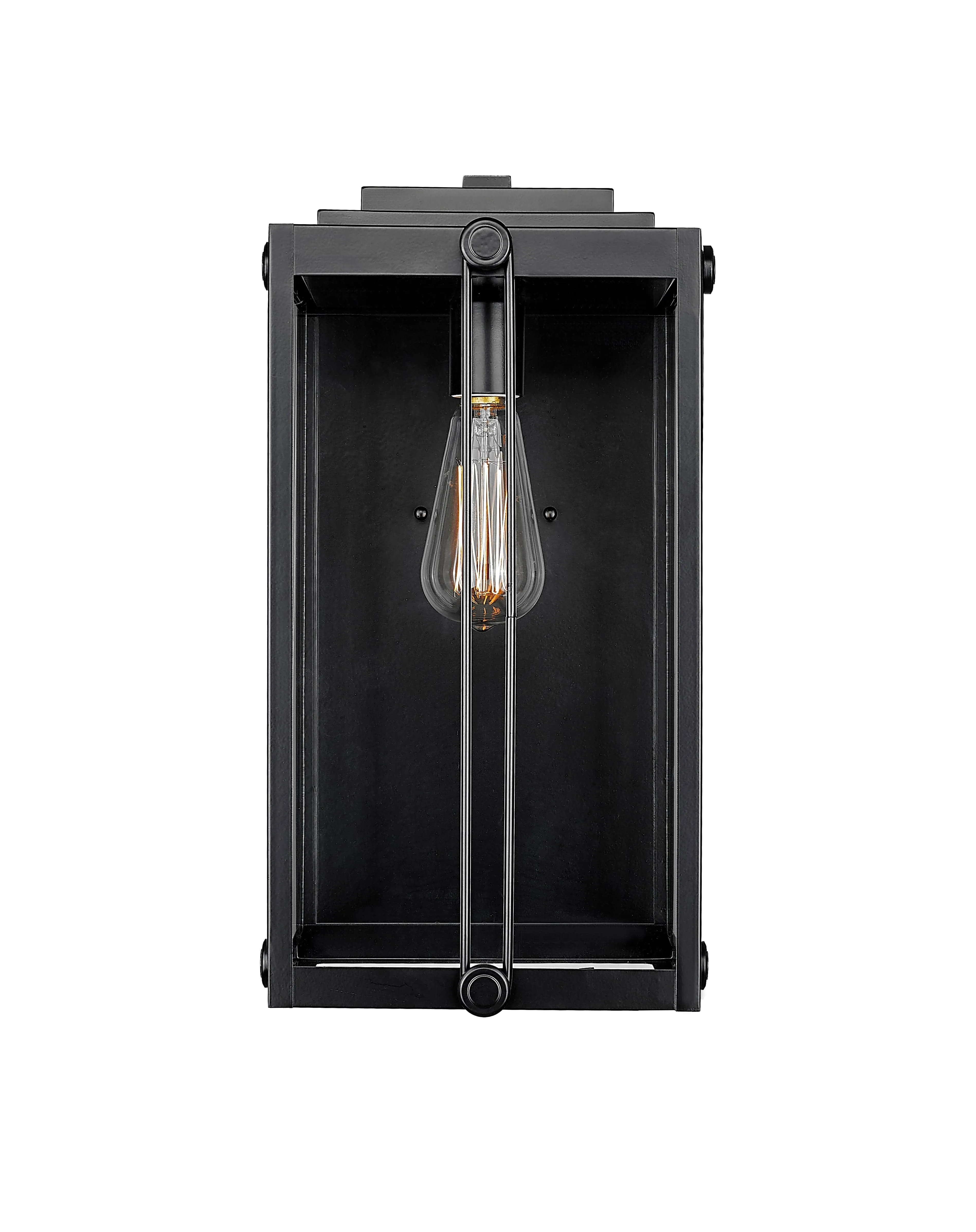 Oakland Outdoor Wall Sconce - Powder Coated Black - Clear Glass - 9.37in. Extension - E26 Medium Base