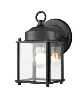 Outdoor Wall Sconce - Textured Black - Clear Glass - 5.8in. Extension - E26 Medium Base