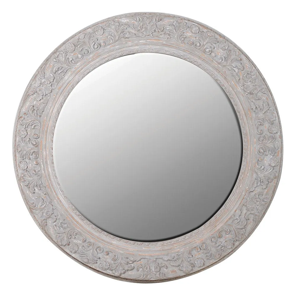 Oversize Circular Rustic Wooden Mirror 120 cm