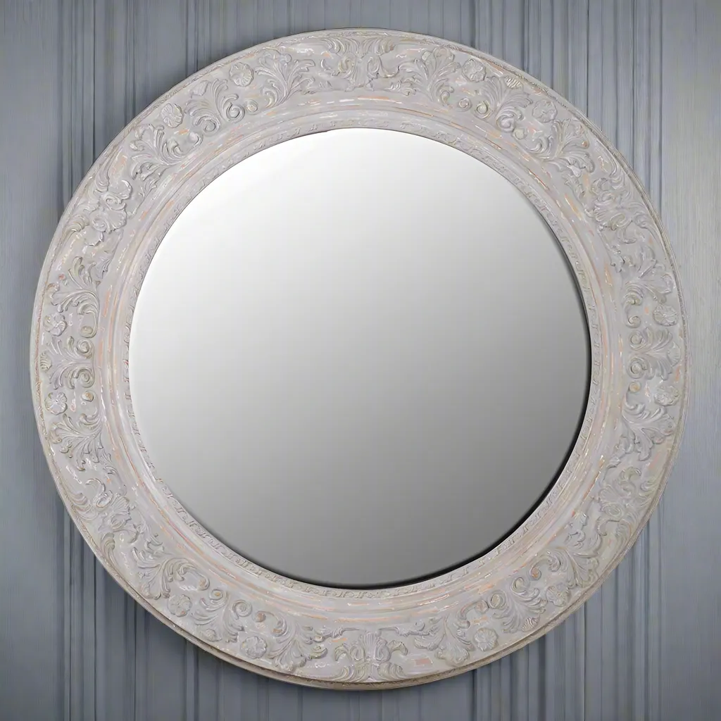 Oversize Circular Rustic Wooden Mirror 120 cm
