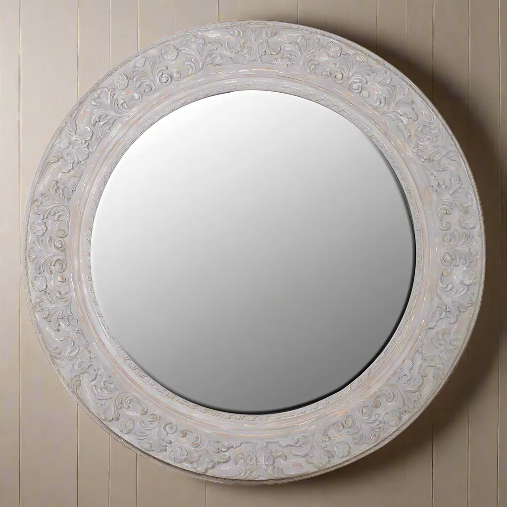 Oversize Circular Rustic Wooden Mirror 120 cm