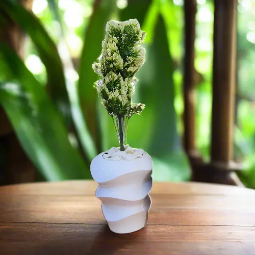 Pancakes Stack Fiber Pot With Plant