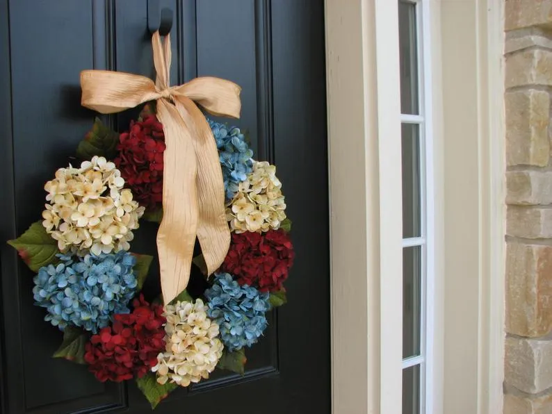 Patriotic Hydrangea Wreath