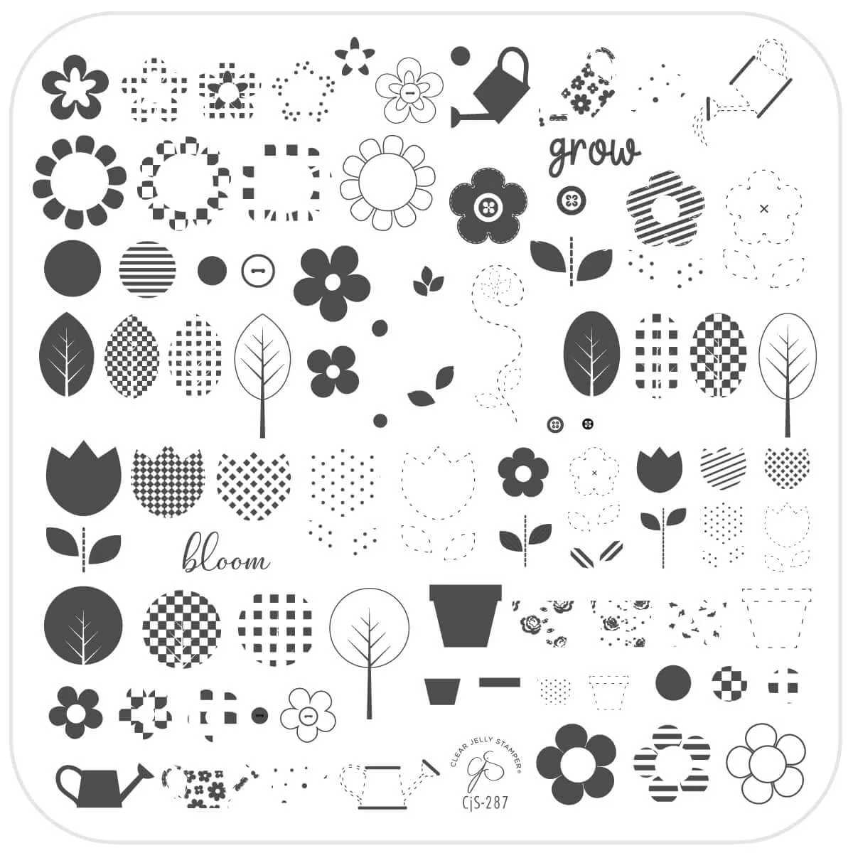Patterned Spring - Three (CjS-287) Steel Nail Art Layered Stamping Plate