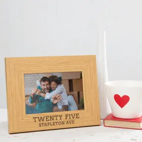 Personalised Address Oak Photo Frame