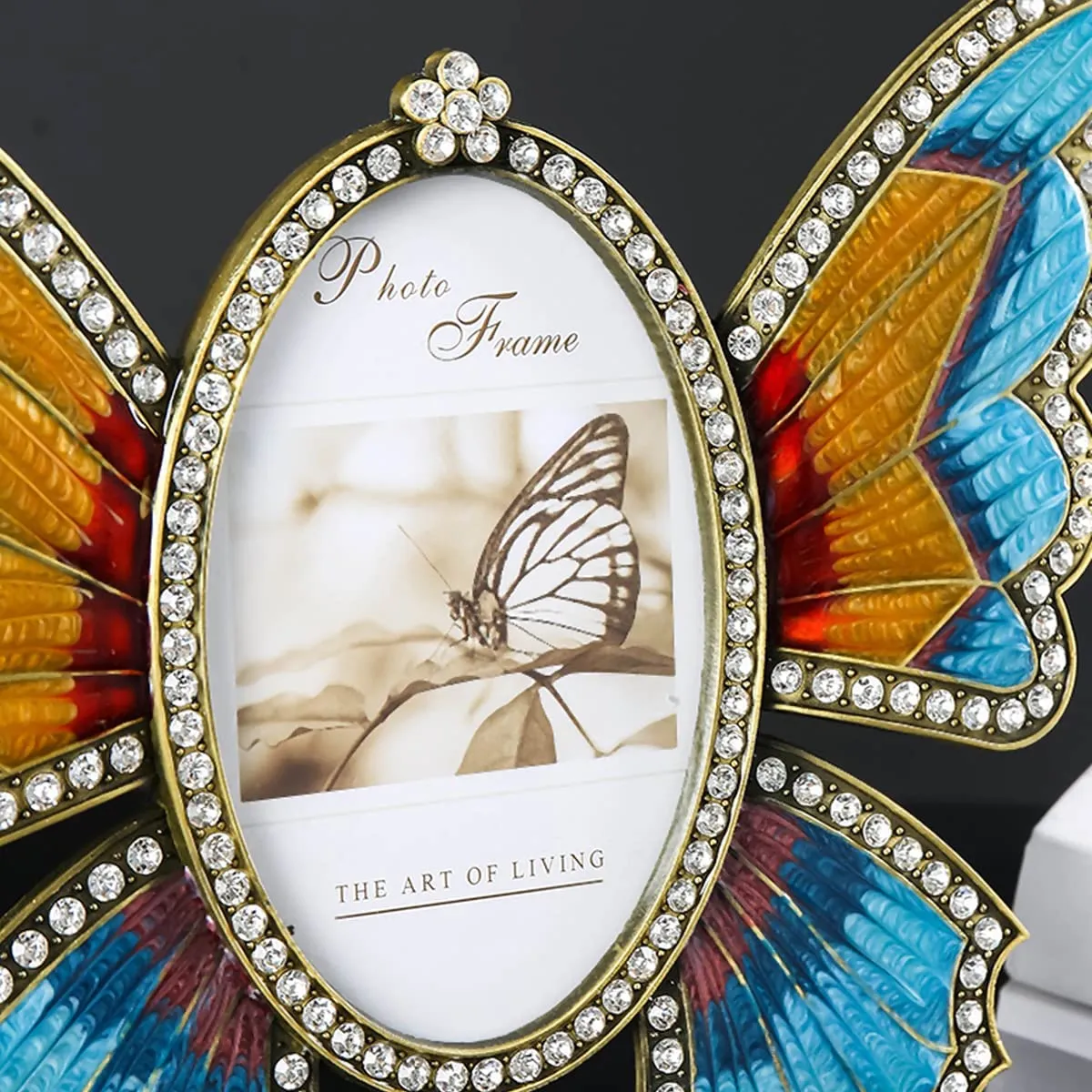 Picture Frame Floral Design Metal  with HD GlassButterfly)