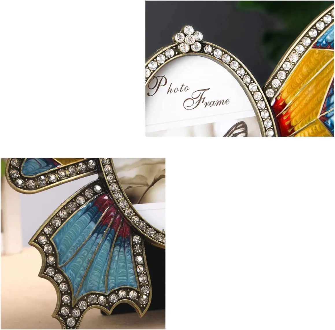 Picture Frame Floral Design Metal  with HD GlassButterfly)