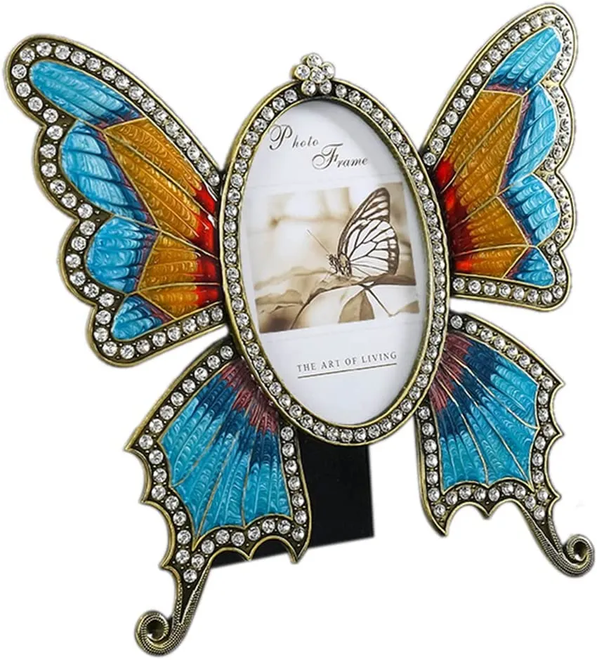 Picture Frame Floral Design Metal  with HD GlassButterfly)