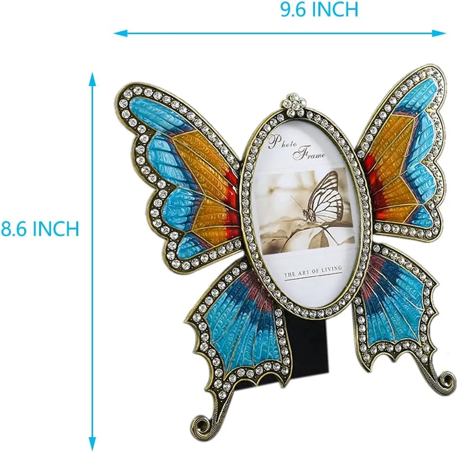 Picture Frame Floral Design Metal  with HD GlassButterfly)