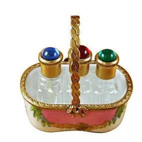 Pink Basket with Three Bottles limoges box