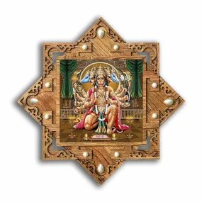 pnf Star shaped Wooden Frame with Photo of Panch mukhi Hanuman 20768(16.5x16.5inch,Multicolour,Wood)