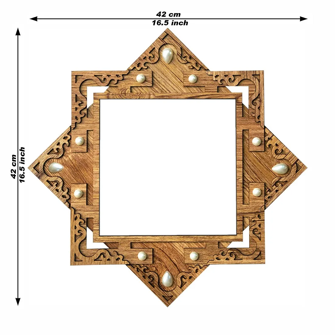pnf Star shaped Wooden Frame with Photo of Panch mukhi Hanuman 20768(16.5x16.5inch,Multicolour,Wood)