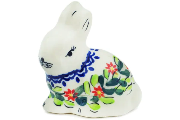 Polish Pottery 3" Bunny Figurine Elegant Garland