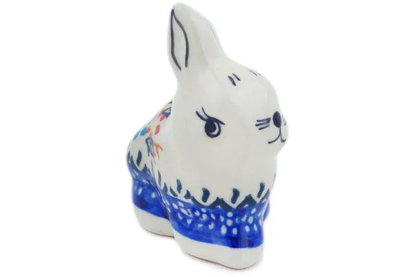 Polish Pottery 3" Bunny Figurine Spring Flower Ring
