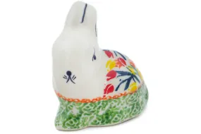 Polish Pottery 3" Bunny Figurine Tulip Ring